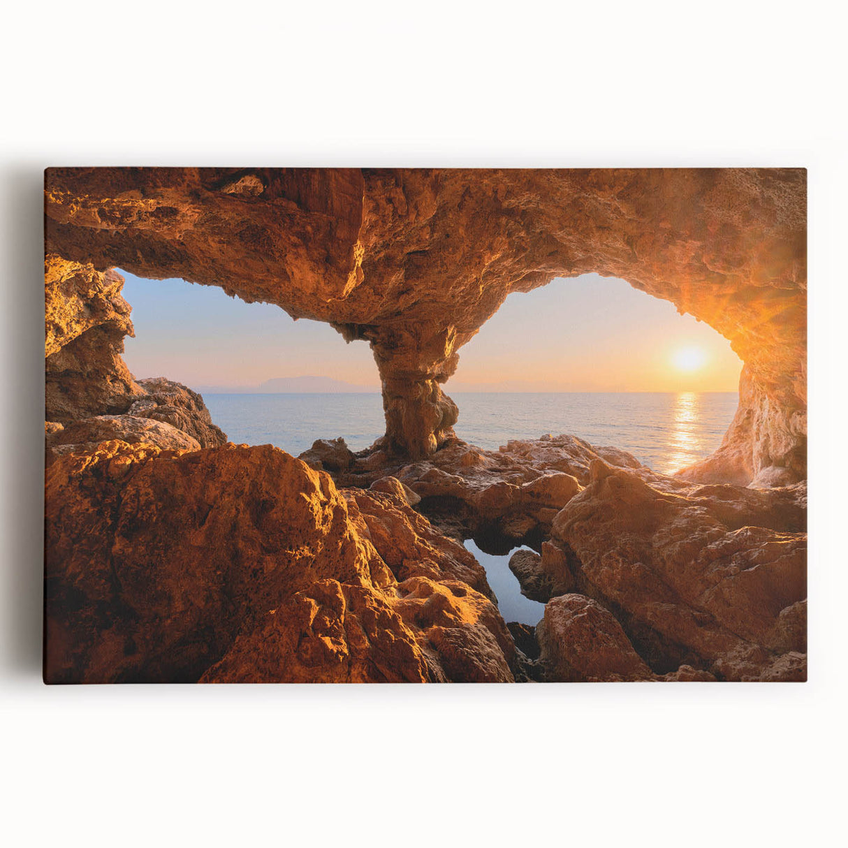 Black and white stretched canvas of Sicilian landscape, ideal for kitchen wall art or bedroom ambiance.