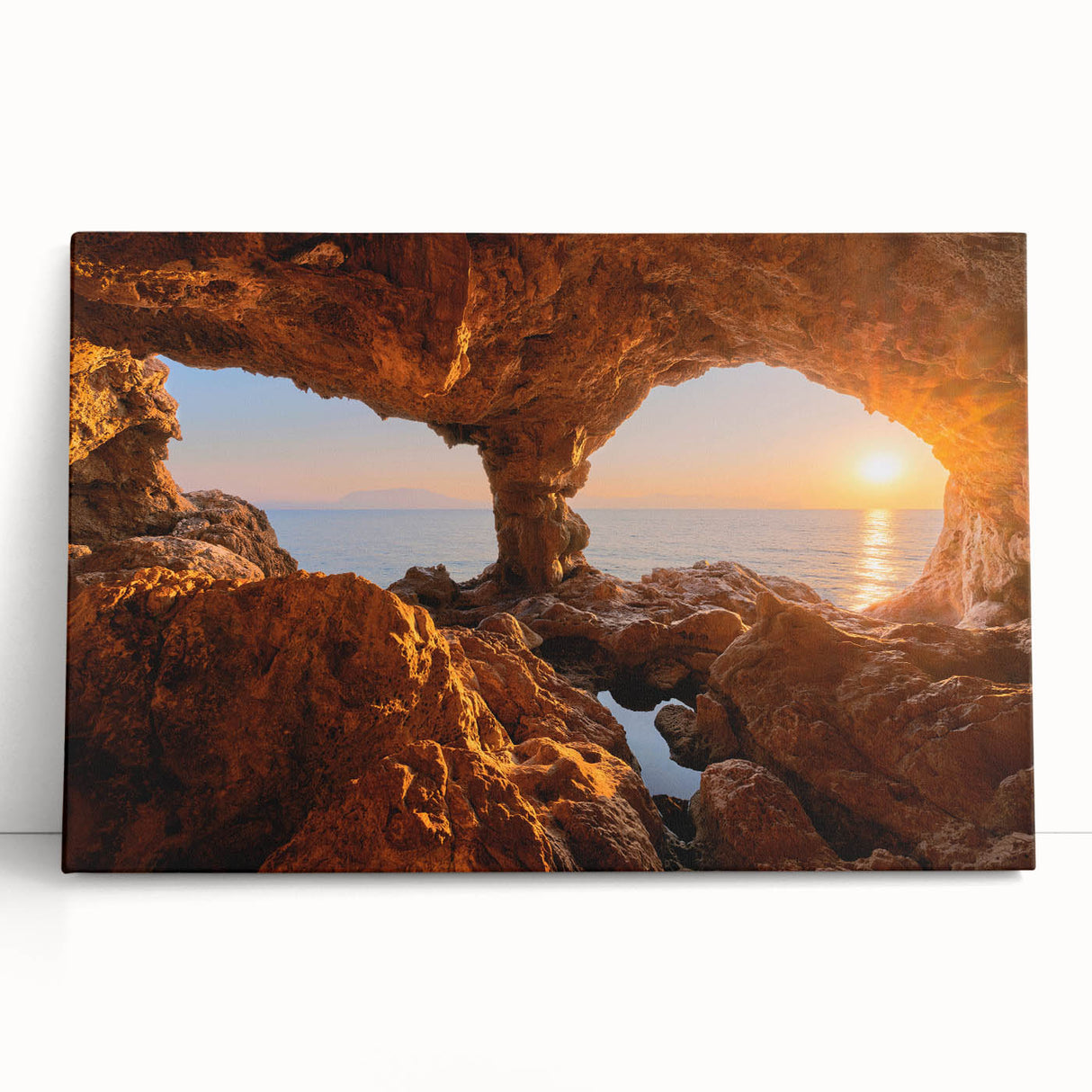 Black and white stretched canvas of Sicilian landscape, ideal for kitchen wall art.