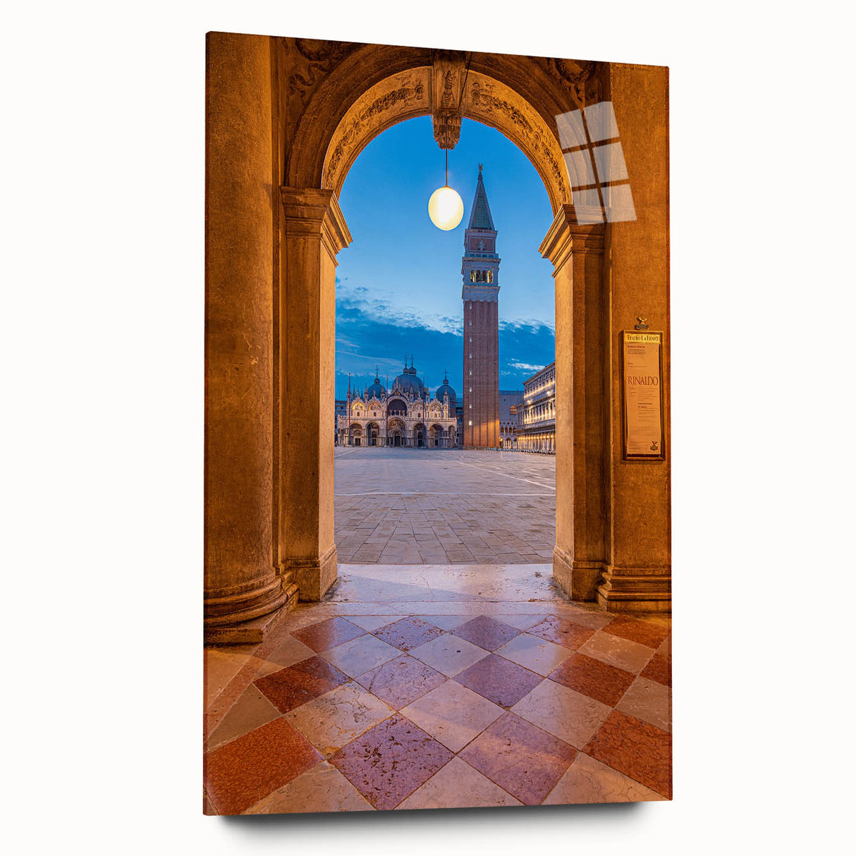 Acrylic print of a large abstract Venice scenery in muted earth tones, ideal for bedroom or dining room art.