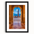 Extra large wall art featuring a colorful abstract representation of Venice with textured brush strokes on a framed black…