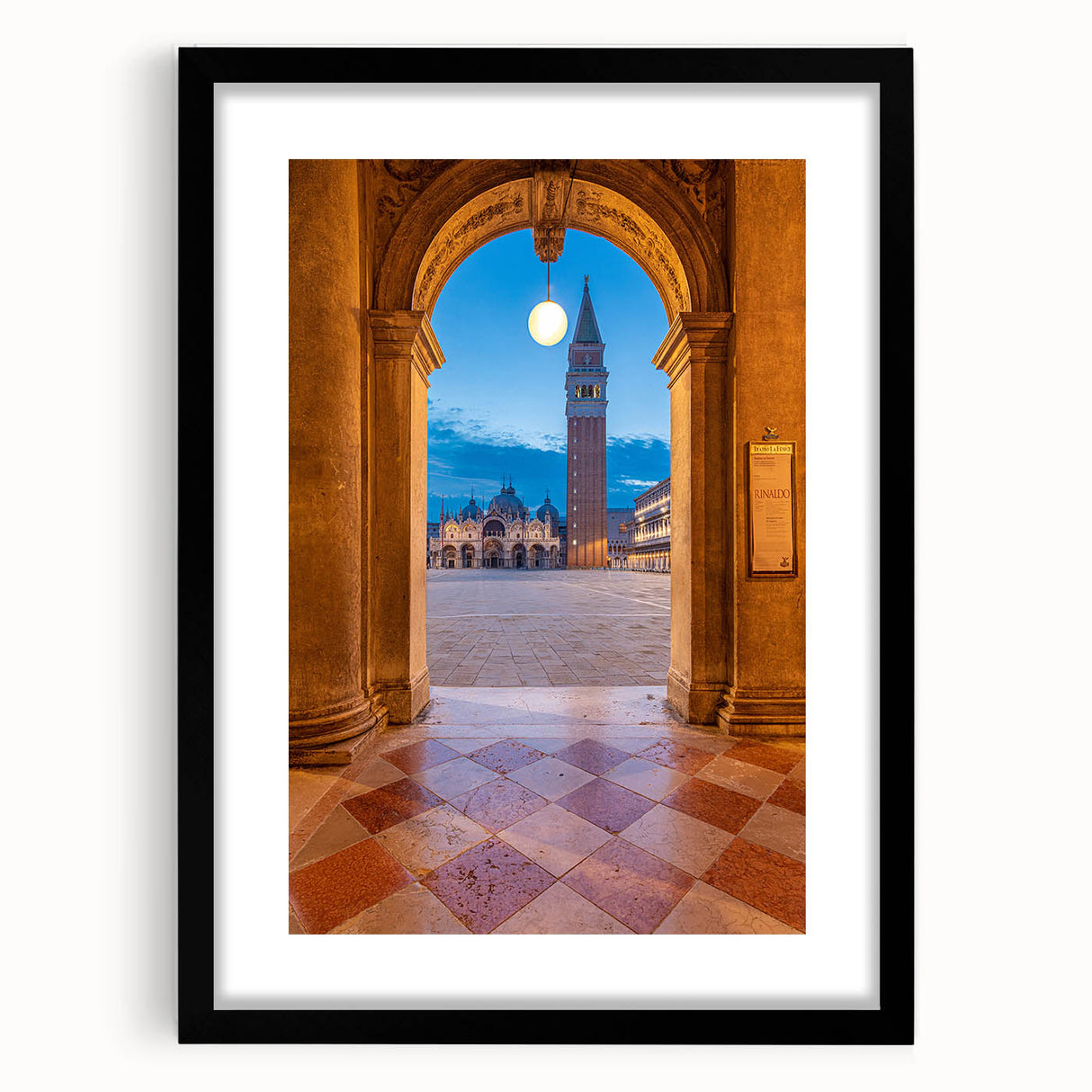 Extra large wall art featuring a colorful abstract representation of Venice with textured brush strokes on a framed black…