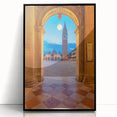 Large abstract wall art depicting Venice scenery in muted earth tones on a framed acrylic.