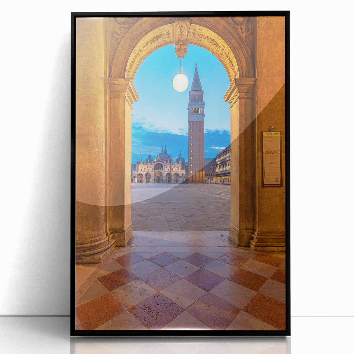 Large abstract wall art depicting Venice scenery in muted earth tones on a framed acrylic.