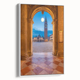 Vintage poster art of Venice with colorful imagery on a large framed canvas, ideal for living room decor.