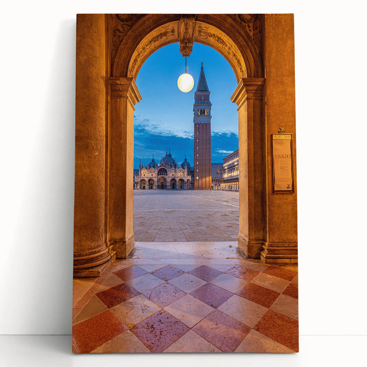 Black and white stretched canvas of the Venice skyline, ideal for kitchen wall art.