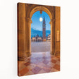 Venice canal scene on a large stretched canvas, featuring muted earth tones, ideal for kitchen wall art.