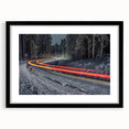 Extra large abstract art print featuring a colorful, textured depiction of a European scenery, framed in black.