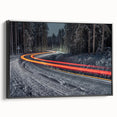 Black and white landscape art painting of a European scene on framed canvas, suitable for bedroom decor.
