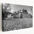 Large art print on stretched canvas featuring a scenic Montenegro landscape in muted earth tones.