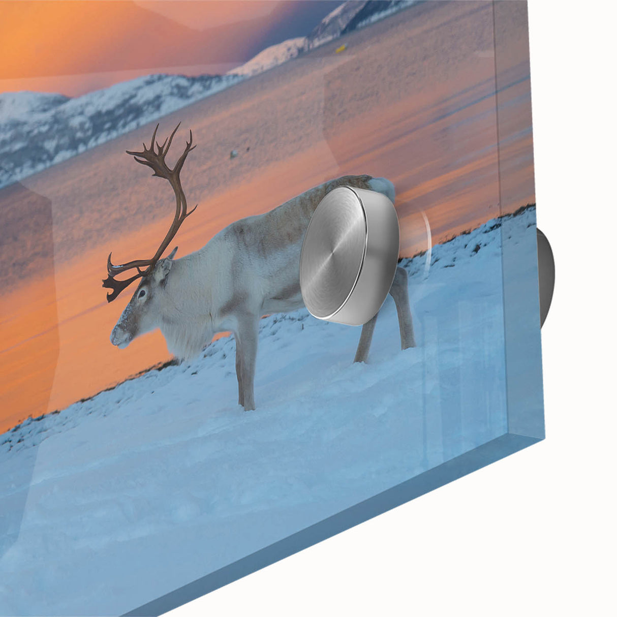 Large abstract wall art of a Norwegian landscape in muted earth tones on acrylic glass, ideal for dining room ambiance.