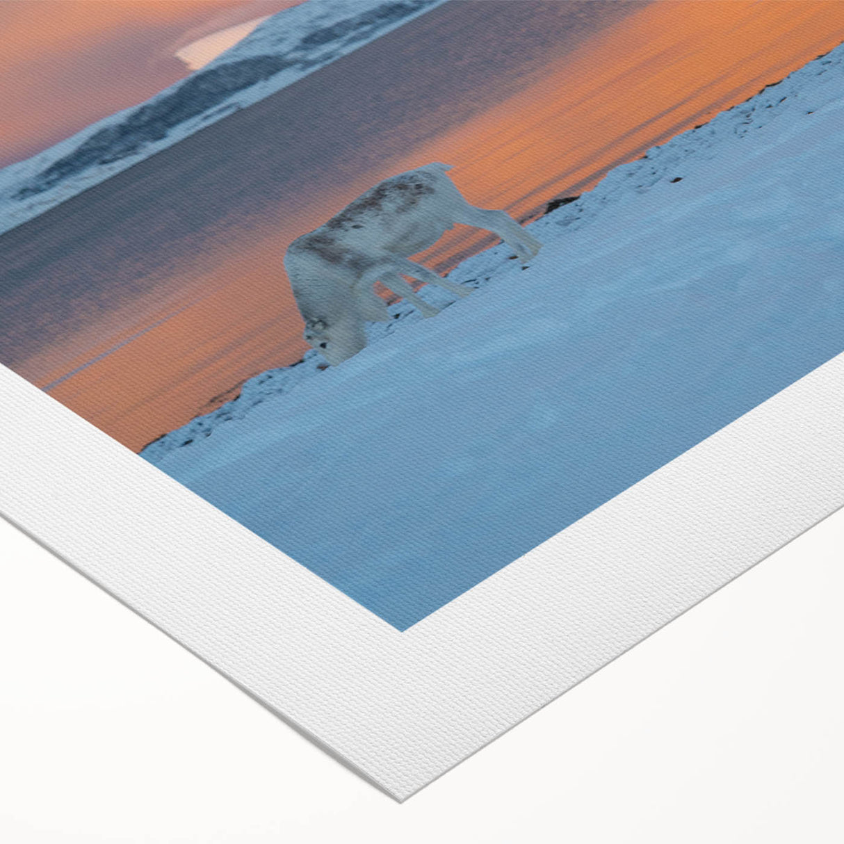 Art deco poster featuring a serene Norwegian landscape on rolled canvas, suitable for dining room wall art.