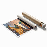 Extra large rolled print of a floral scene in soft pastel colors, ideal for classy bathroom or large living room wall art.