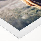 Art deco poster of a Scottish landscape in muted green and blue tones on rolled canvas, suitable for dining room decor.