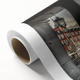 Art Deco poster of Madrid skyline in pastel shades on rolled canvas, ideal for nursery wall art.