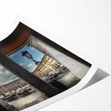 Extra large rolled print of Madrid scenery with vibrant floral accents, ideal for classy bathroom wall art.