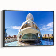 Black and white framed canvas of Valencia landscape, featuring vintage poster art style, ideal for bedroom wall decor.