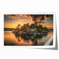 Extra large rolled print of Stockholm scenery with floral accents in muted colors, ideal for dining room wall art.