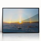 Large abstract wall art of a Swedish landscape in muted earth tones on a framed acrylic, ideal for modern living room decor.