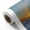 Art Deco poster of a serene Swedish landscape on rolled canvas, featuring soft pastel colors, ideal for nursery wall art.
