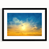 Extra large abstract art print of a vibrant, colorful Ukrainian landscape on textured canvas, framed in black.