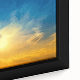 Extra large framed canvas featuring a textured, colorful depiction of a European scenery, ideal for living room decor.