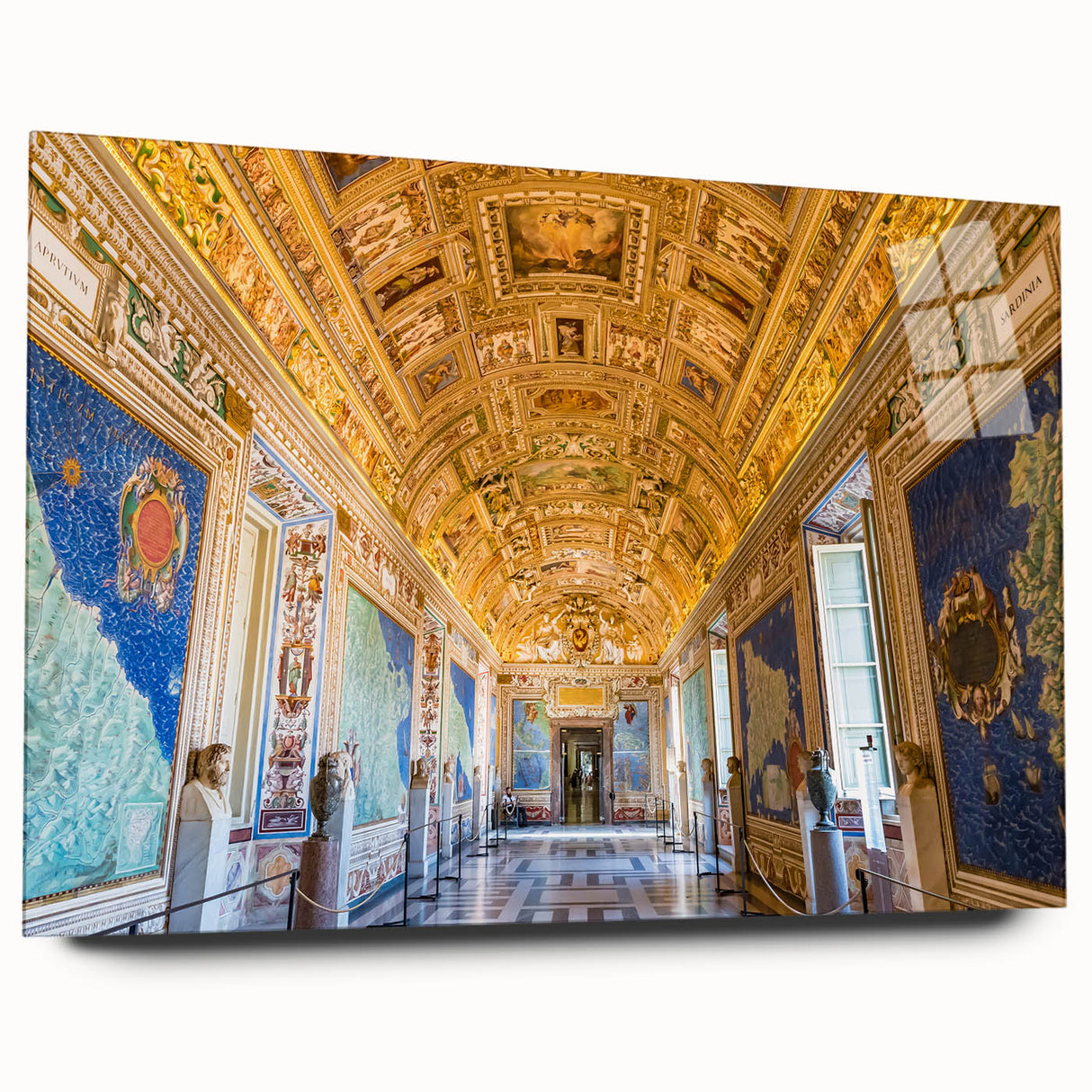 Large abstract acrylic print of the Vatican scenery in muted earth tones, ideal for bedroom or dining room art.