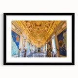 Abstract art print of the Vatican with colorful, textured strokes on a large black-framed canvas.