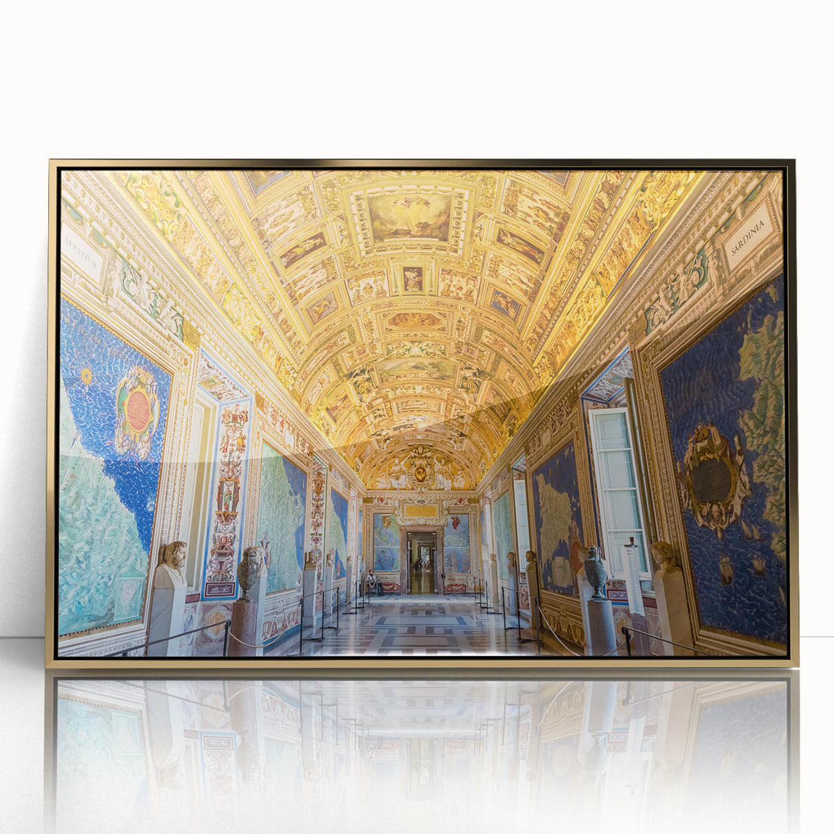 Large art print of the Vatican scenery in muted gold tones on a framed acrylic, suitable for modern art wall decor.