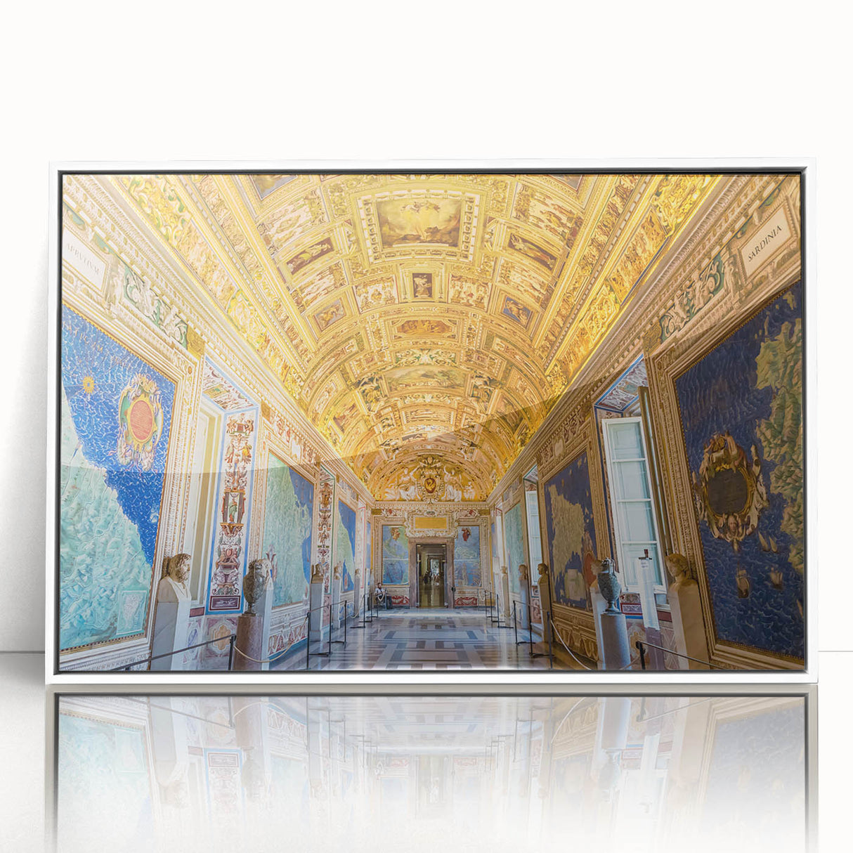Art Deco poster of the Vatican scenery in muted earth tones on a framed acrylic, suitable for modern art wall decor.
