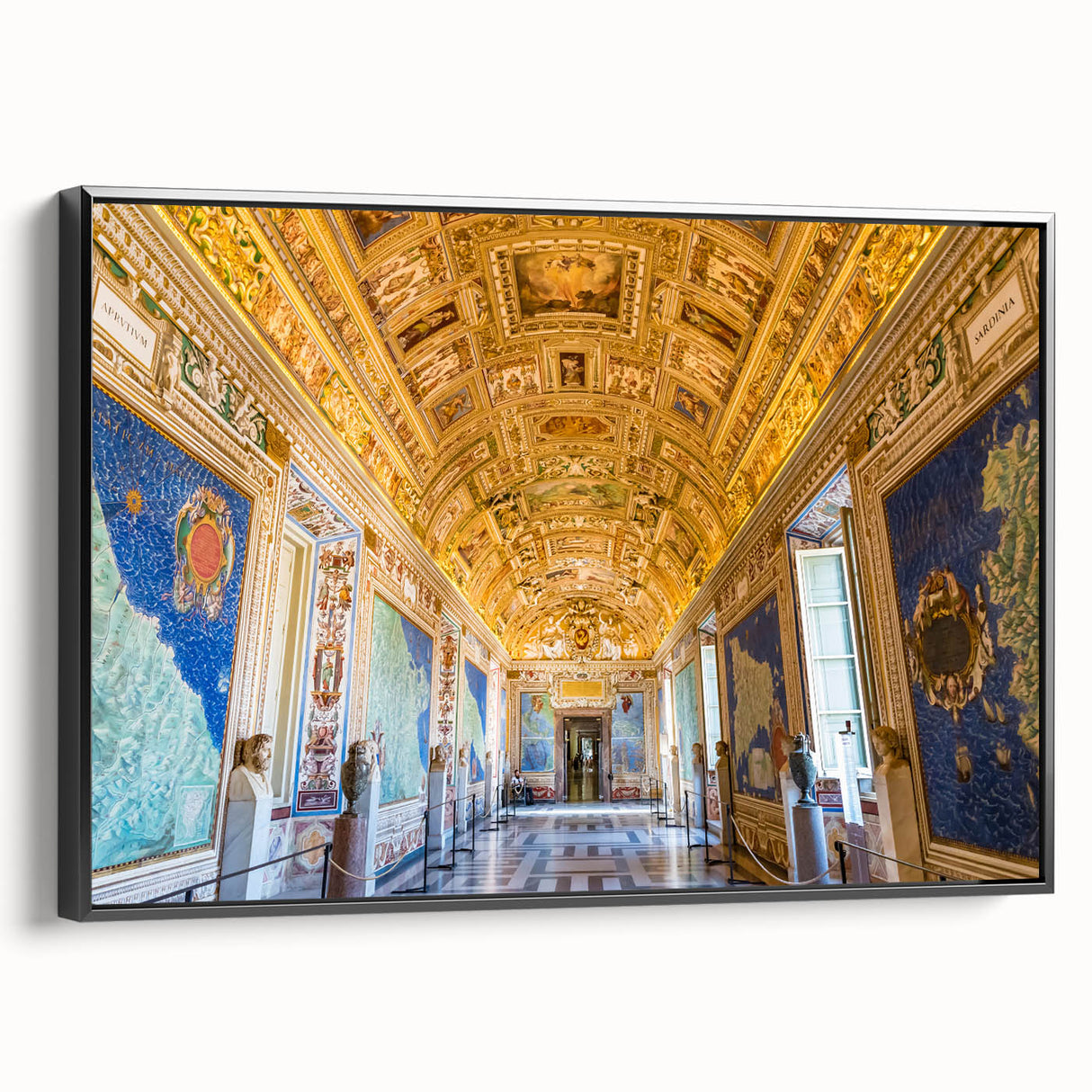 Black and white vintage poster art of the Vatican landscape on a framed canvas, ideal for bedroom wall decor.
