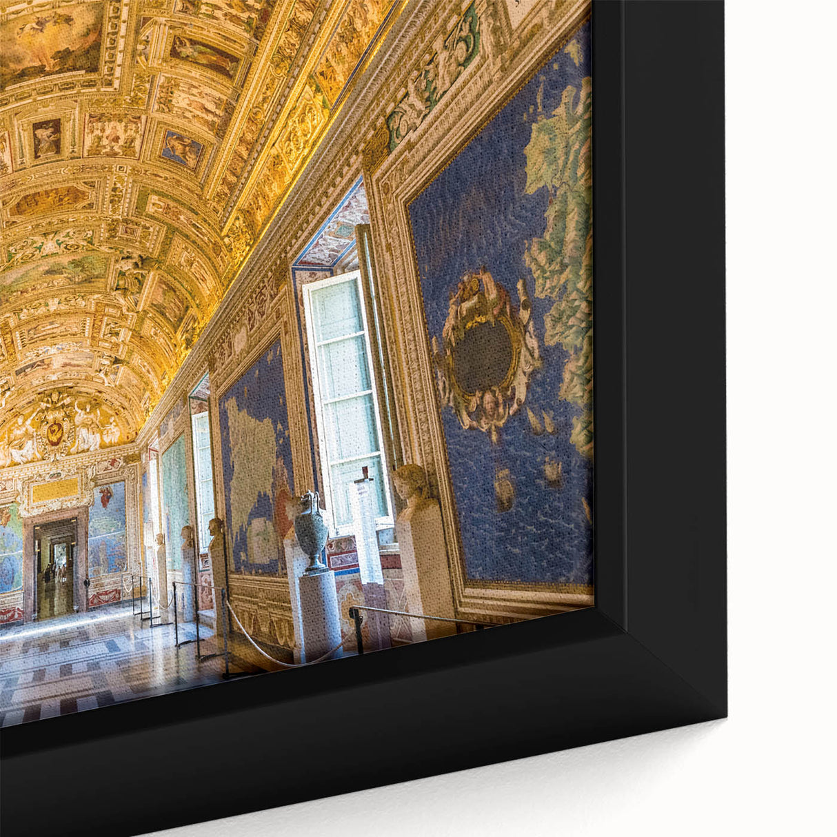 Extra large black wall art of Vatican scenery, featuring colorful, textured design on framed canvas.