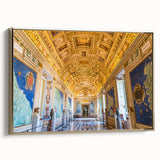 Framed canvas featuring a vintage-style landscape painting of the Vatican, with gold and black tones.