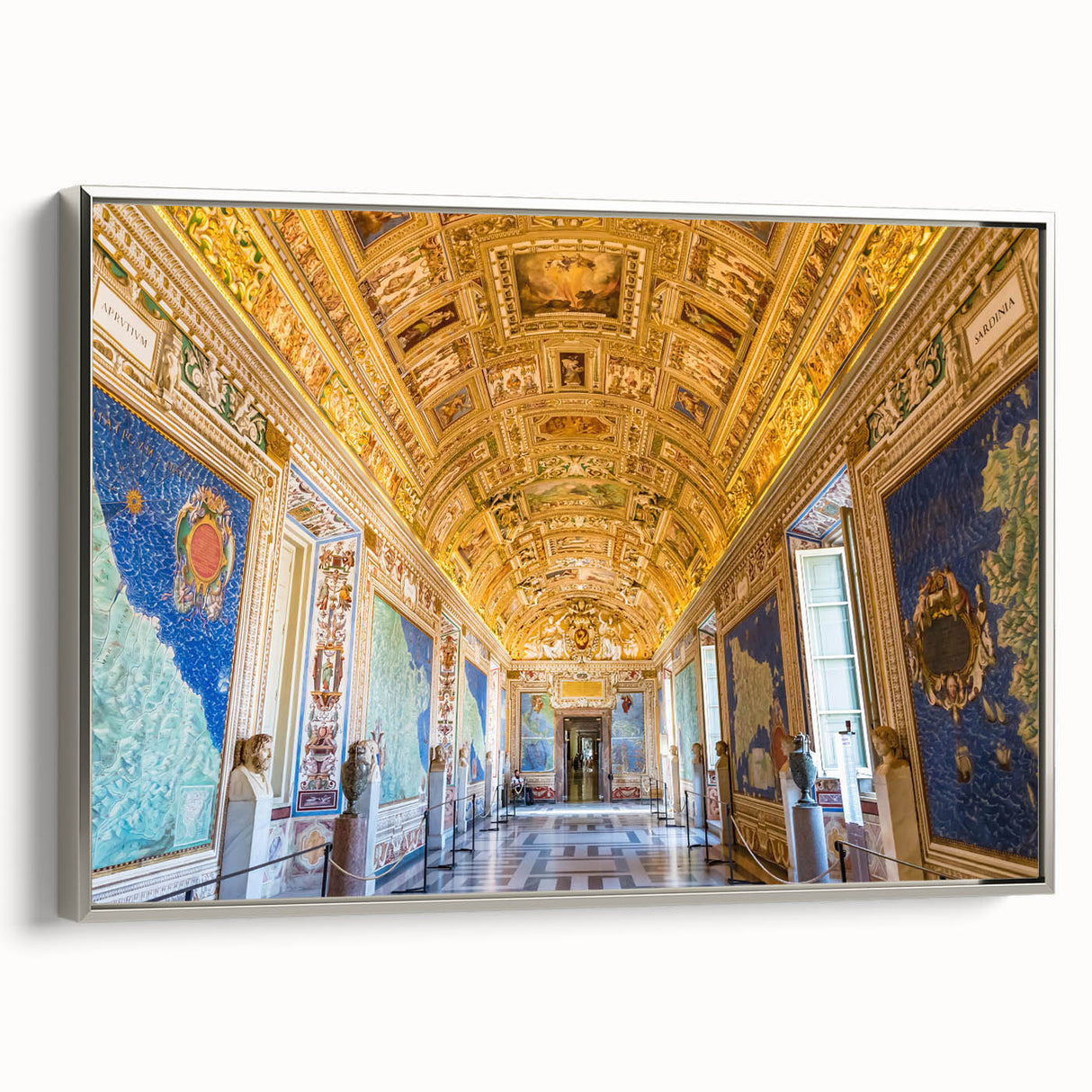 Framed canvas landscape art painting featuring a vintage view of the Vatican in muted colors.