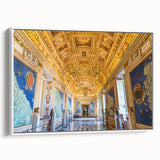 Vintage poster art of the Vatican with colorful details on a large framed canvas, ideal for living room decor.