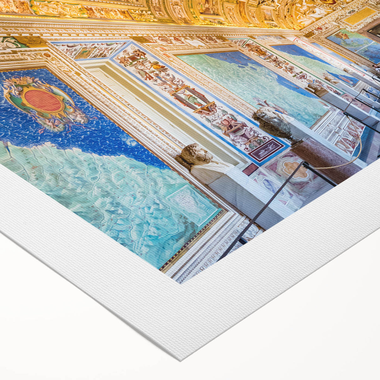 Art deco poster of the Vatican scenery in muted earth tones on rolled canvas, suitable for dining room decor.