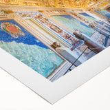 Art deco poster of the Vatican scenery in muted earth tones on rolled canvas, suitable for dining room decor.