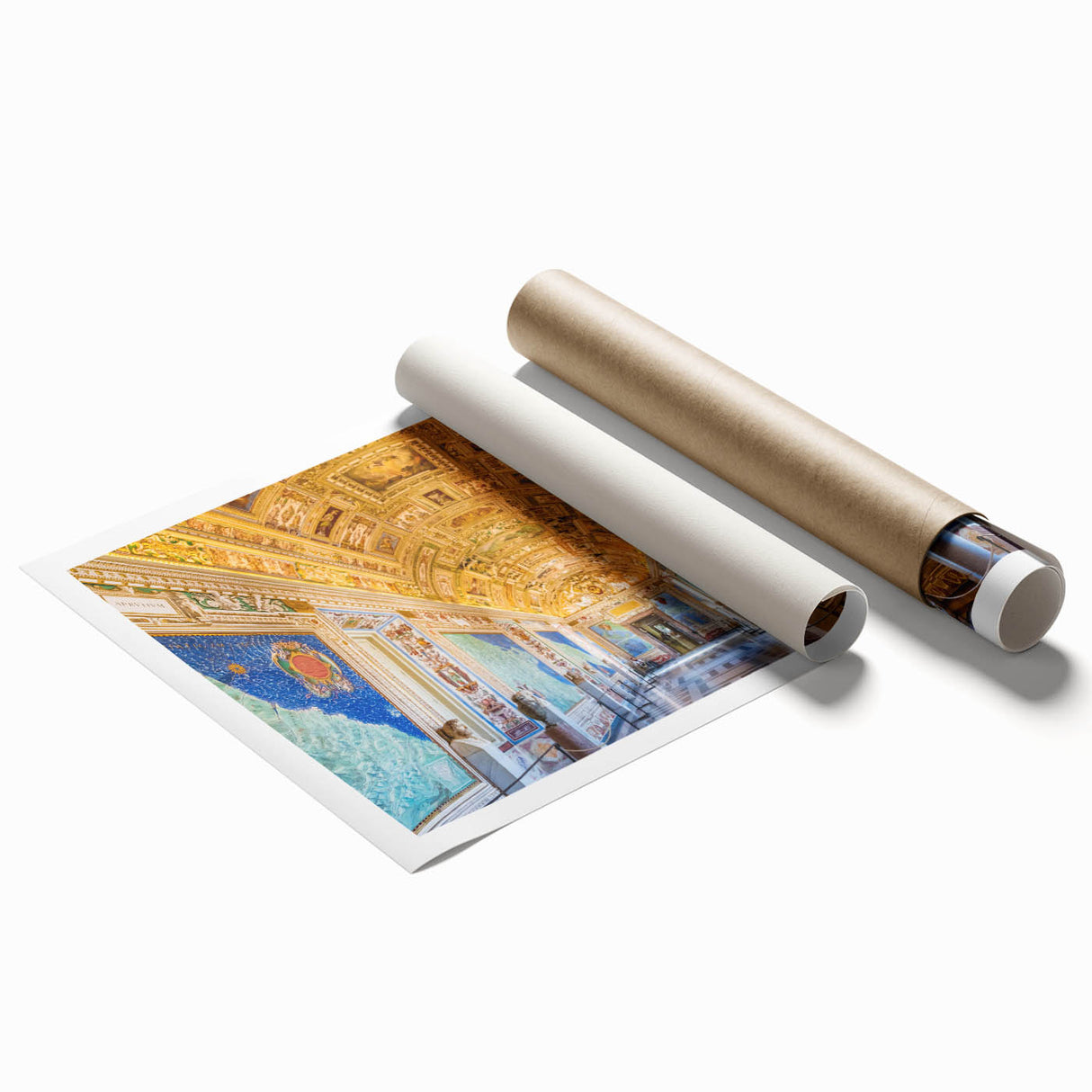 Extra large rolled print of the Vatican scenery with subtle floral accents.