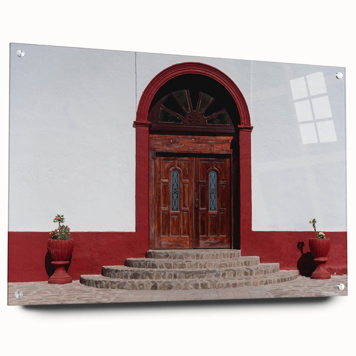 Acrylic print of a large abstract portrayal of Baja California scenery, featuring vivid blue and green tones.