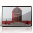 Large abstract wall art featuring a minimalist Baja California scenery in muted earth tones on a black framed acrylic.