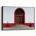 Black and white framed canvas of Baja California landscape, ideal for bedroom wall art with a vintage poster style.