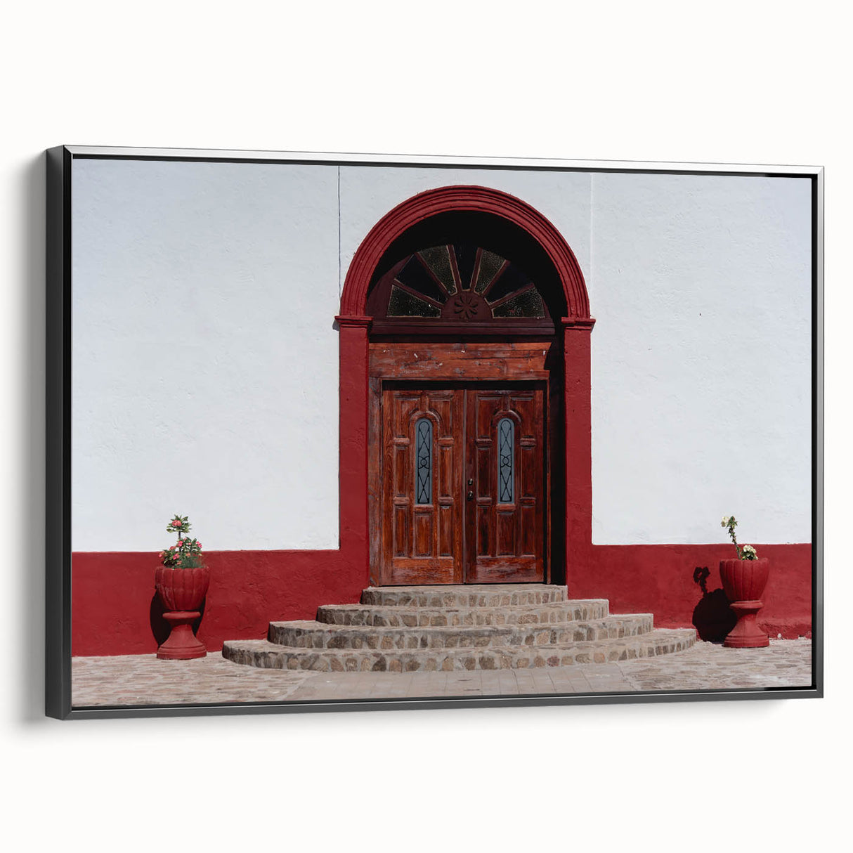Black and white framed canvas of Baja California landscape, ideal for bedroom wall art with a vintage poster style.
