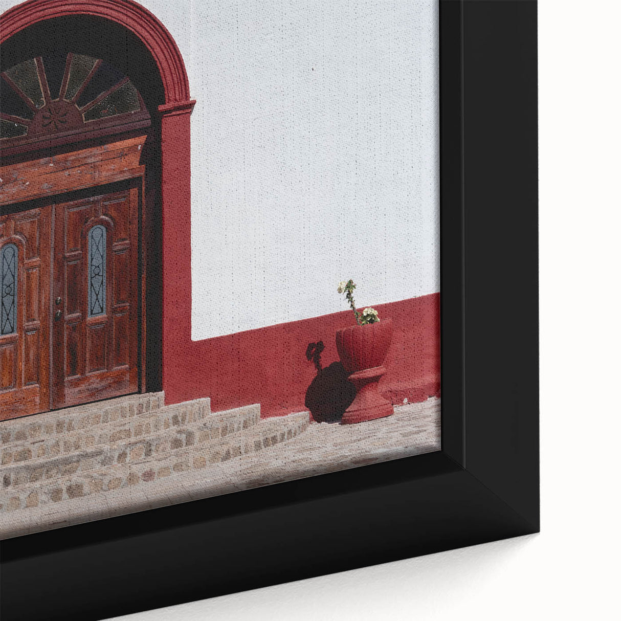 Extra large framed canvas of a textured black wall art featuring colorful Baja California scenery.