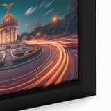 Extra large framed canvas featuring a textured depiction of Mexico City in black with colorful highlights.