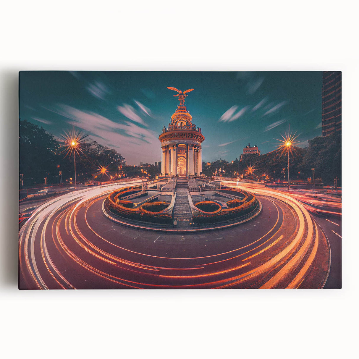 Black and white large art print of Mexico City skyline on stretched canvas, ideal for kitchen wall art.