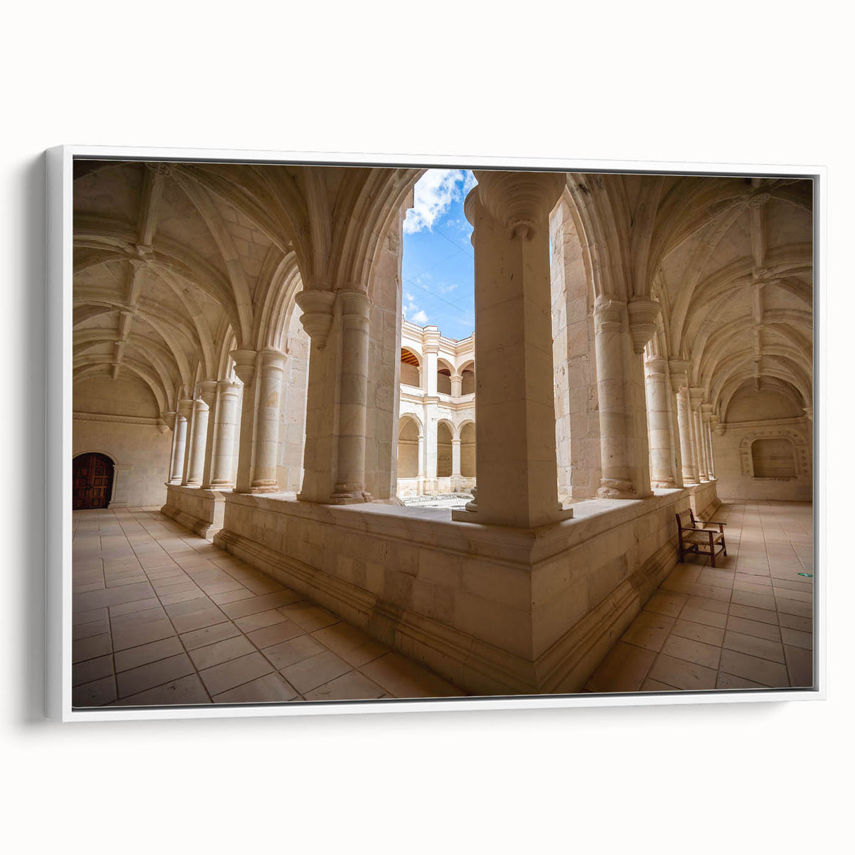 Vintage poster art of Oaxaca scenery in vibrant colors on a large framed canvas, ideal for living room decor.