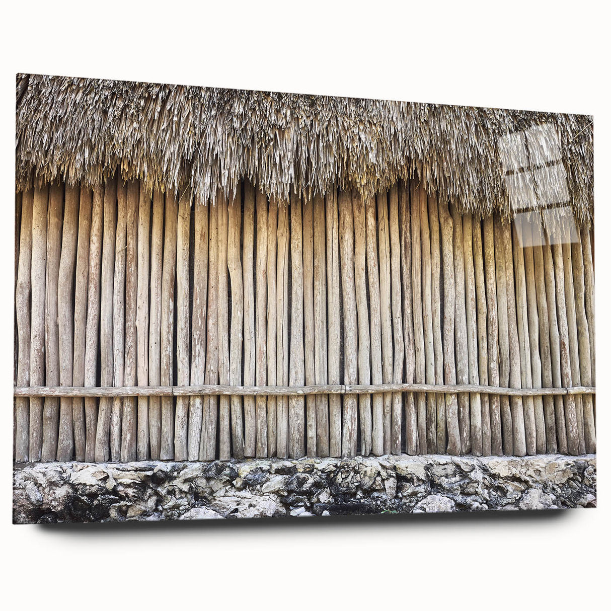 Acrylic print of a large abstract wall art depicting Quintana Roo scenery in blue and green tones.