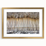 Extra large abstract art print of Quintana Roo scenery in gold frame, featuring textured brush strokes and earthy tones.