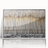 Acrylic print of a modern art depiction of Quintana Roo scenery in pastel shades, framed in white.