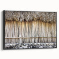Black and white framed canvas of Quintana Roo landscape, in a vintage poster style, ideal for bedroom wall decor.
