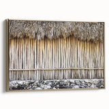 Framed canvas depicting a vintage landscape of Quintana Roo in black and gold tones, suitable for bedroom wall art.